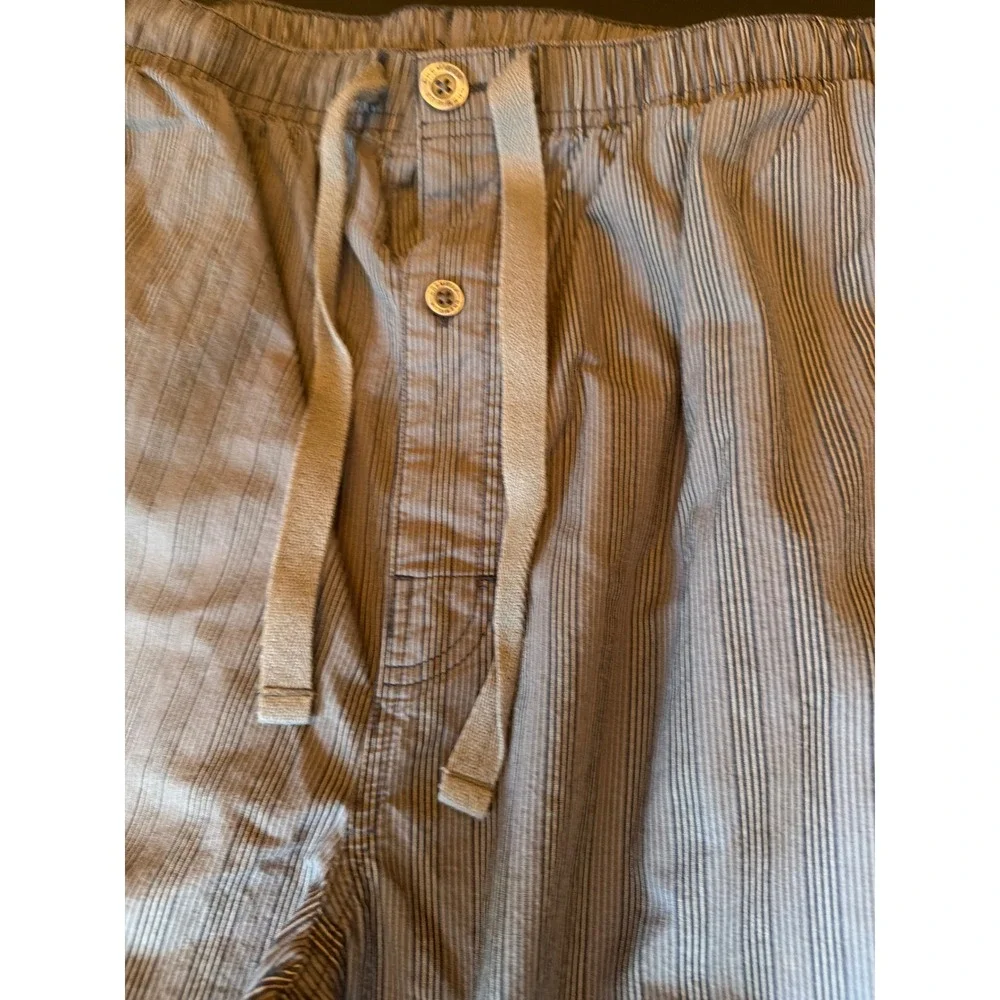Cremieux Pajama Pants Blue Striped Sleepwear Cotton Drawstring Straight Leg L